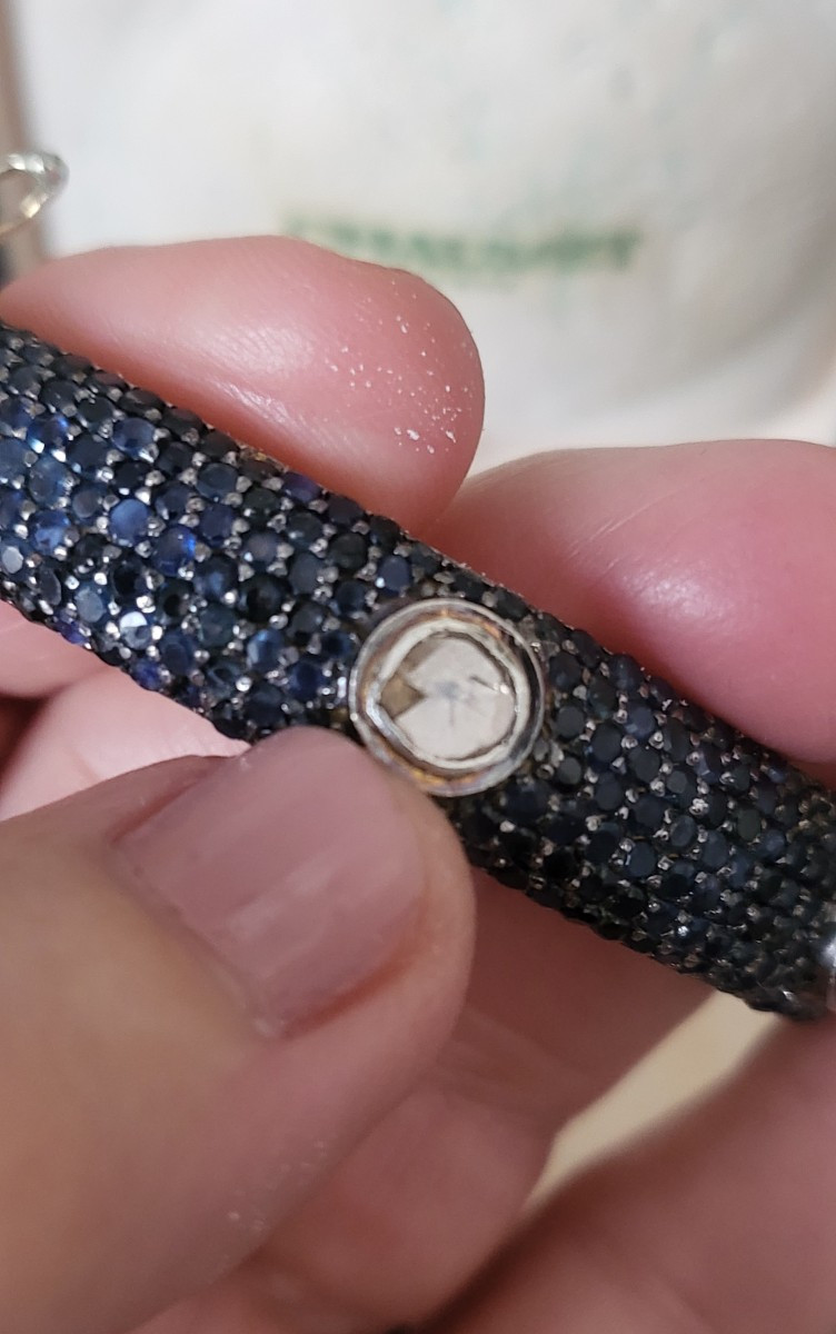 Vintage Bracelet Set With Blue Sapphires And Diamonds In Silver -photo-7