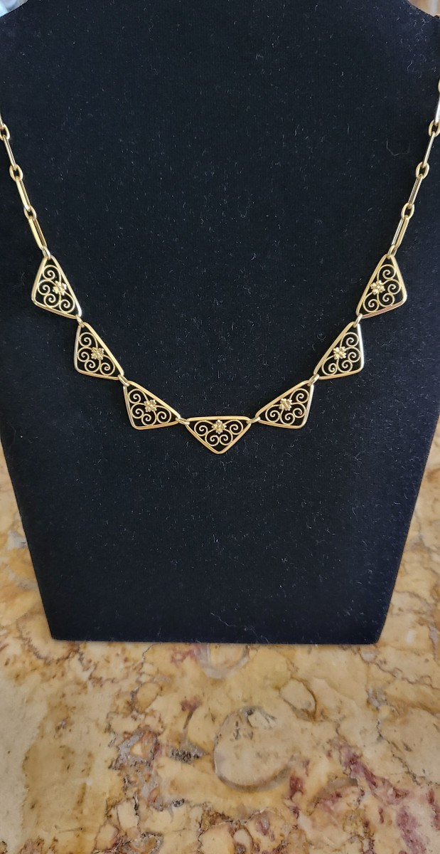 Art Deco - 18 Carat Gold Necklace-photo-2