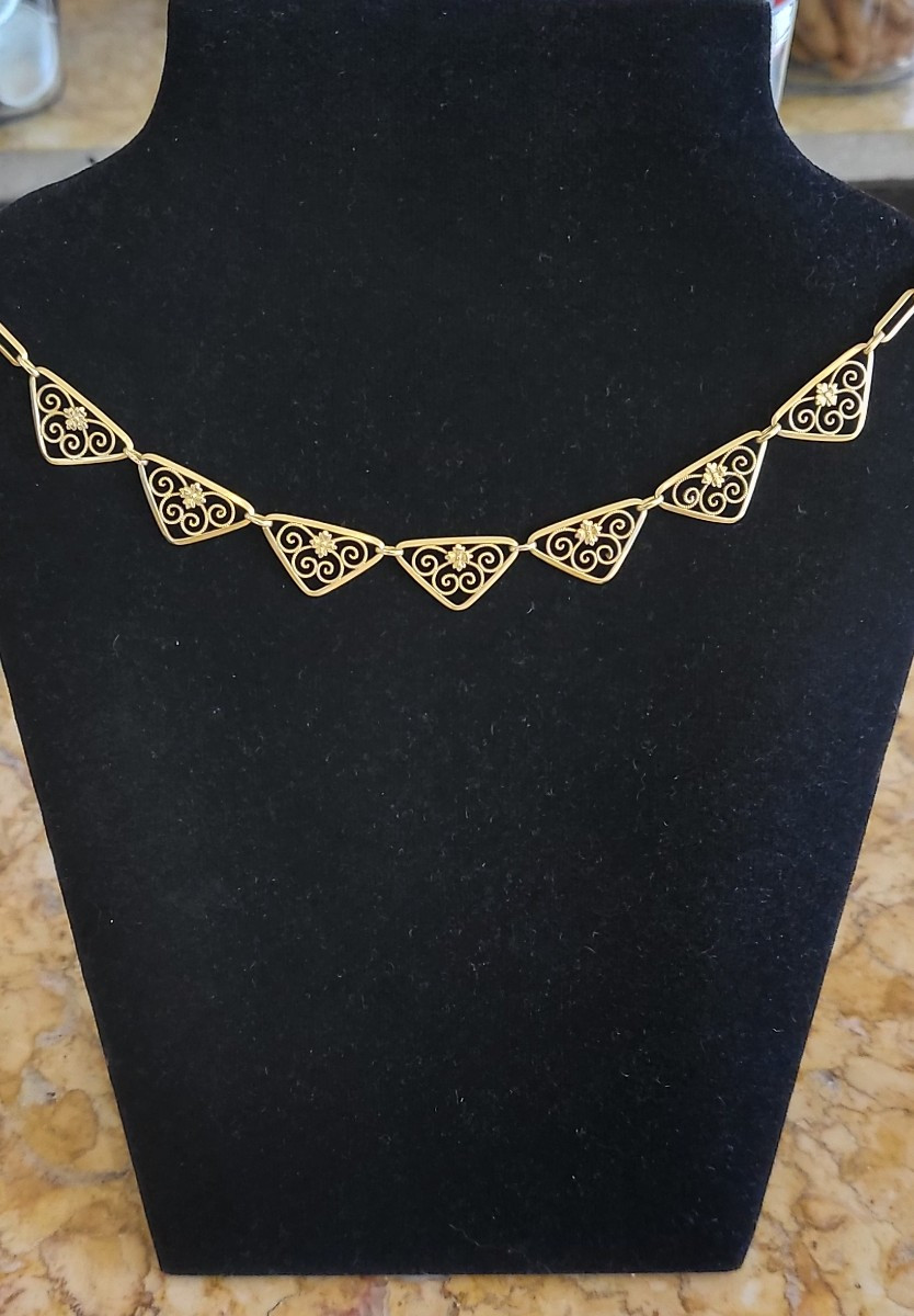 Art Deco - 18 Carat Gold Necklace-photo-4