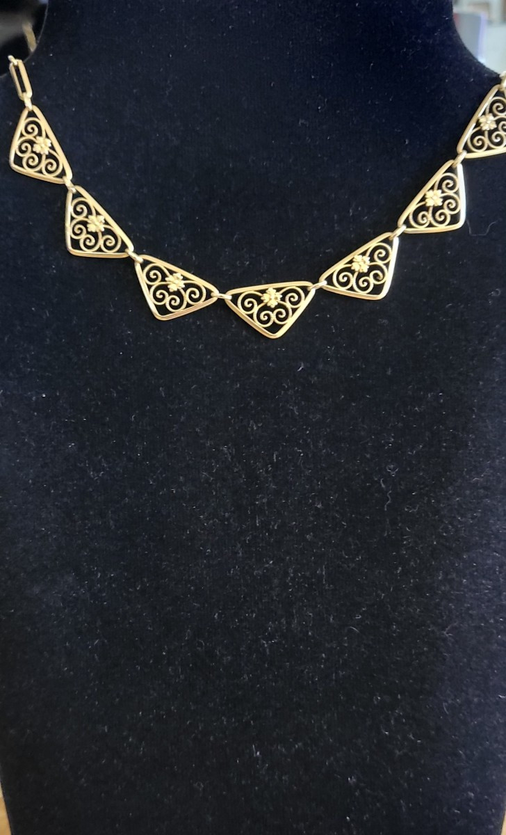 Art Deco - 18 Carat Gold Necklace-photo-2