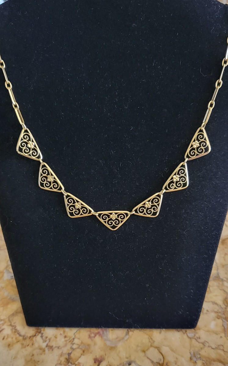 Art Deco - 18 Carat Gold Necklace-photo-3