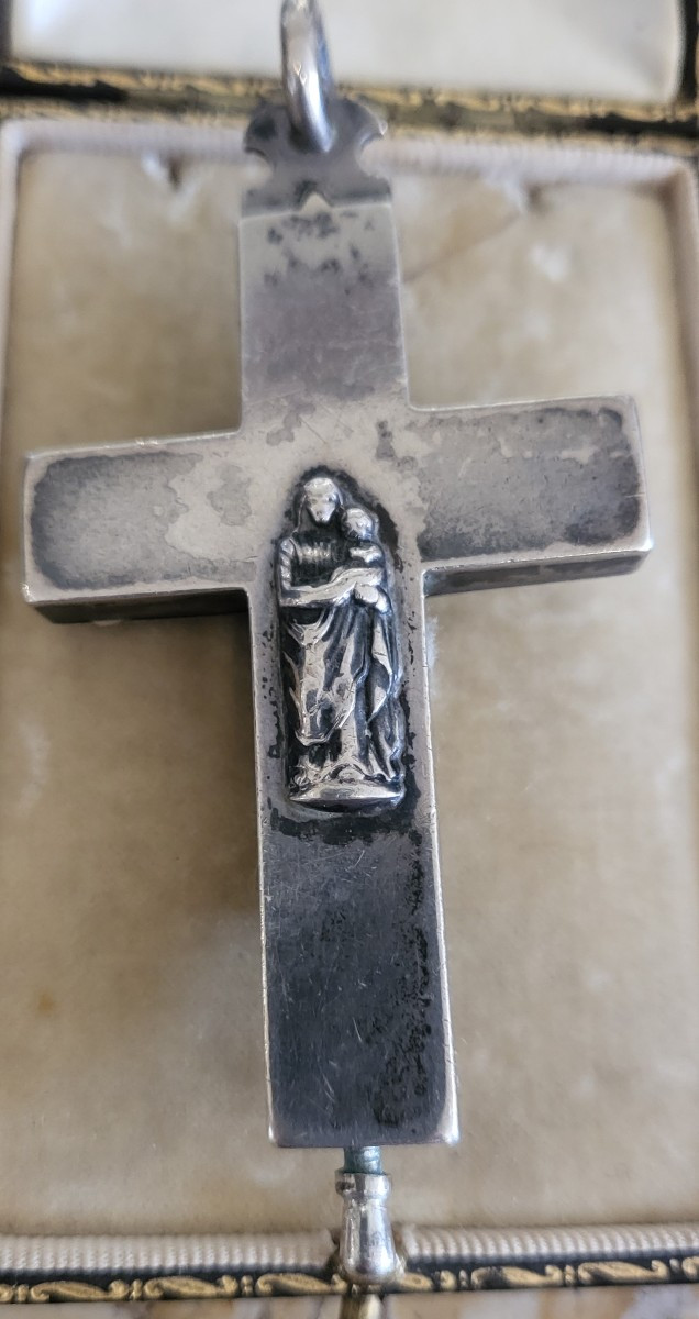 Napoléon 111 - Croix Reliquaire En Argent -photo-3