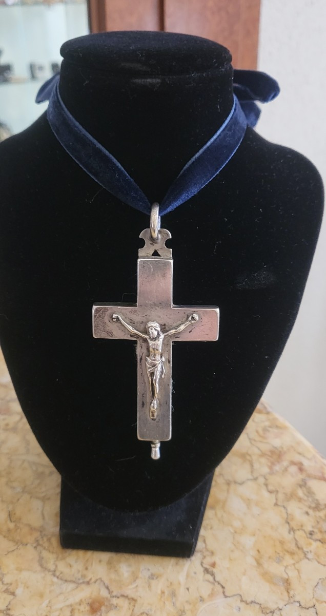 Napoléon 111 - Croix Reliquaire En Argent -photo-2