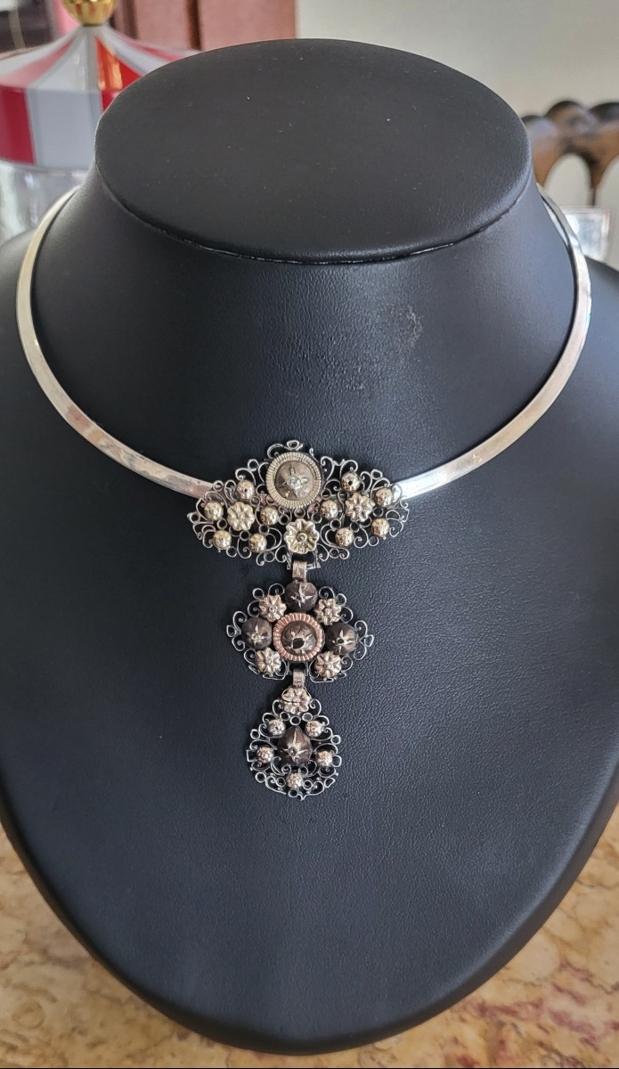 Antique Butterfly Cross In Silver, Vermeil Set With Diamonds. 