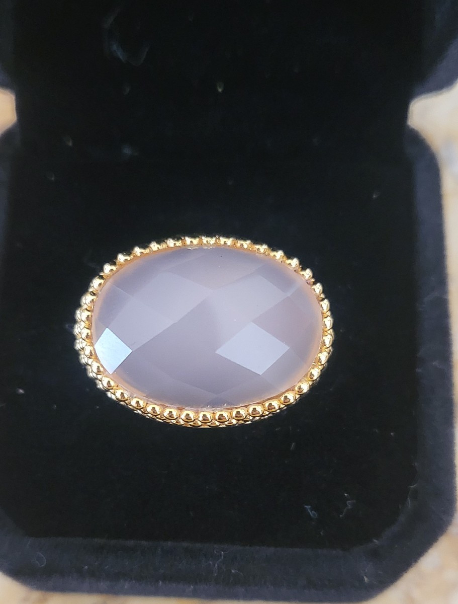Grand Bague en Quartz Rose sertie de Vermeil