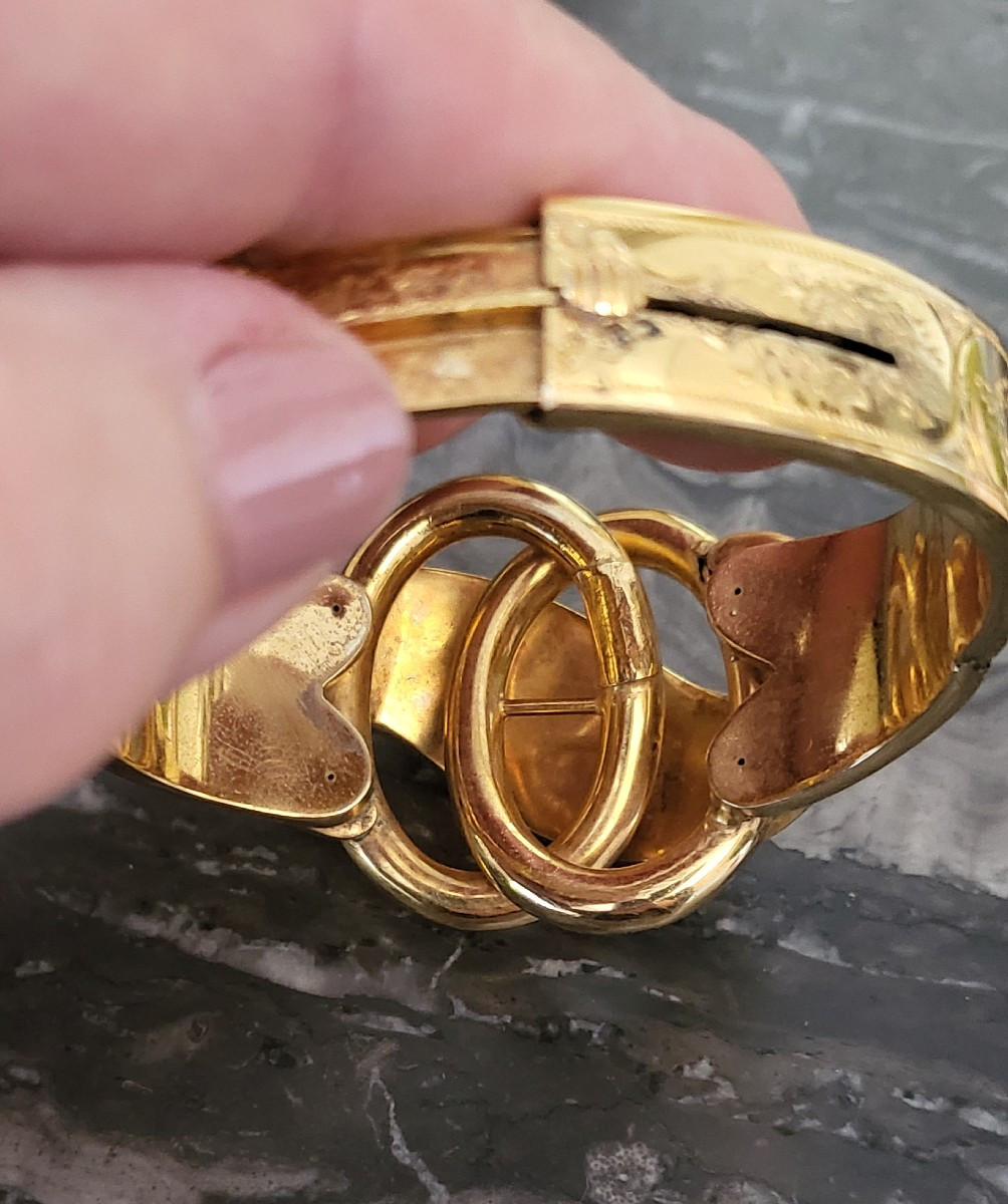 Napoleon 111 Bangle In Yellow Gold, Blue Enamel And Diamonds -photo-3