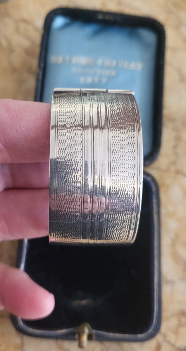 Art Déco -  Manchette/Bracelet en Argent massif pour enfant-photo-2