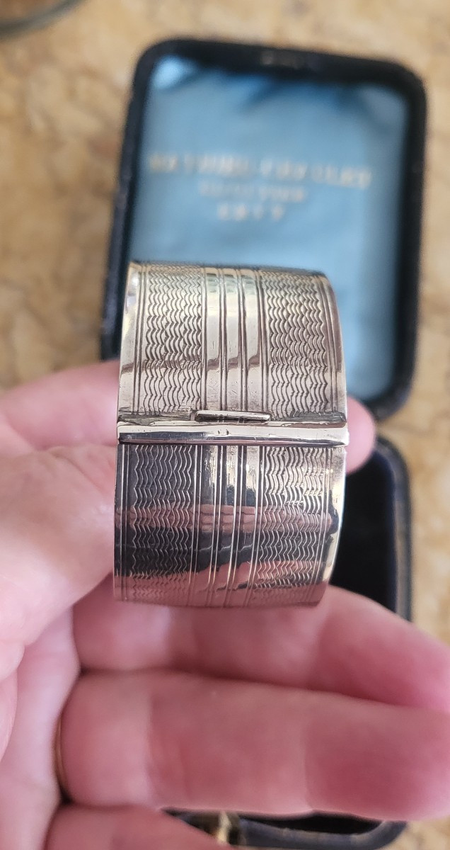 Art Déco -  Manchette/Bracelet en Argent massif pour enfant-photo-3