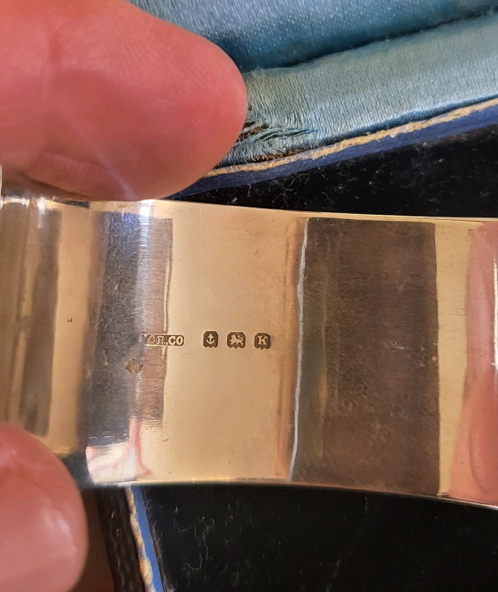 Art Déco -  Manchette/Bracelet en Argent massif pour enfant-photo-4