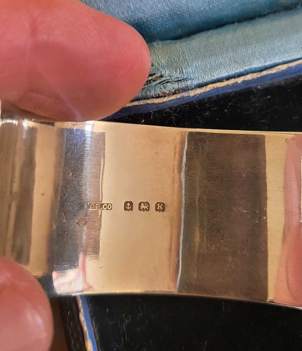 Art Déco -  Manchette/Bracelet en Argent massif pour enfant-photo-4