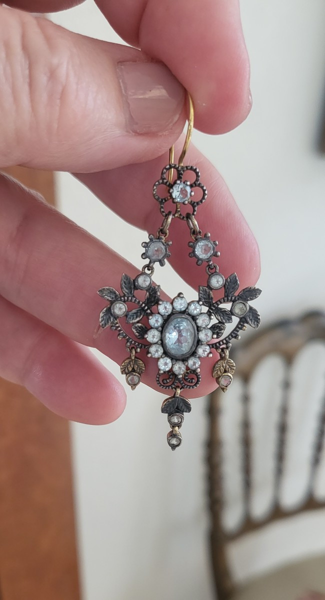 Chandelier Earrings - Empire Consulat, In Gold/silver/vermeil And Topazes-photo-3