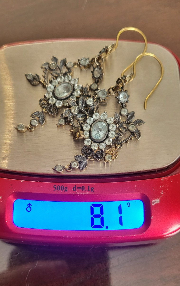 Chandelier Earrings - Empire Consulat, In Gold/silver/vermeil And Topazes-photo-2