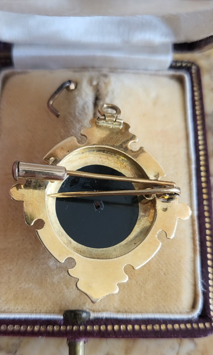 18ct Gold Onyx And Pearl Pendant - Napoleon 111-photo-4