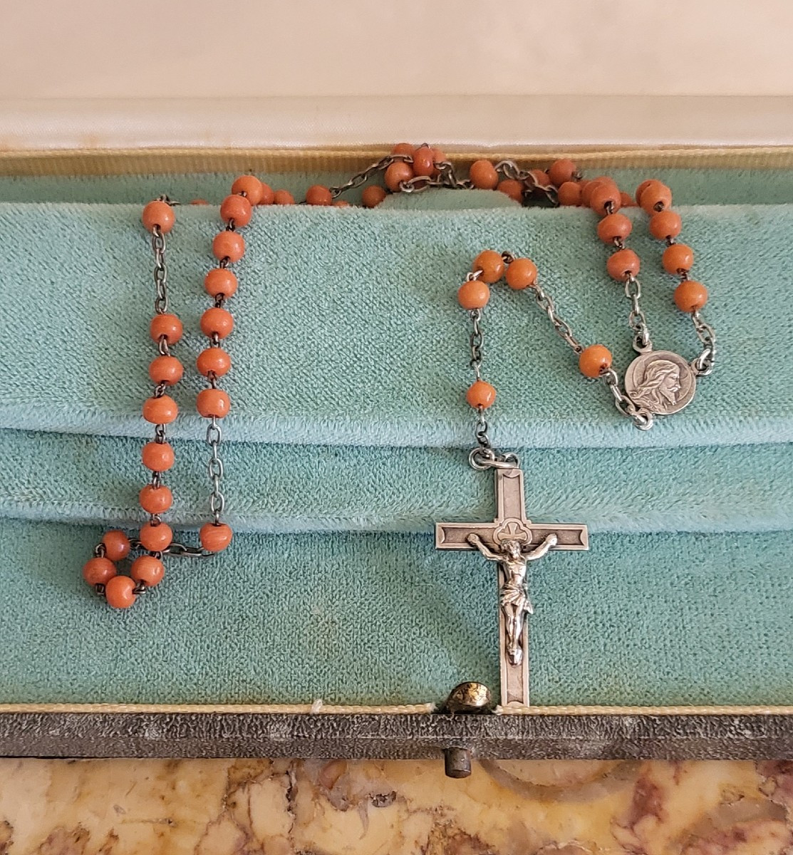 Chaplet Antique en Argent  avec Corail-photo-4