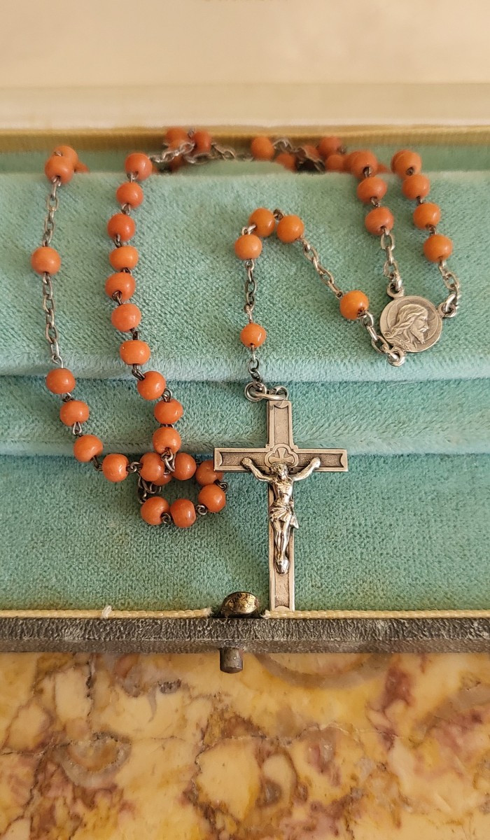 Chaplet Antique en Argent  avec Corail-photo-5
