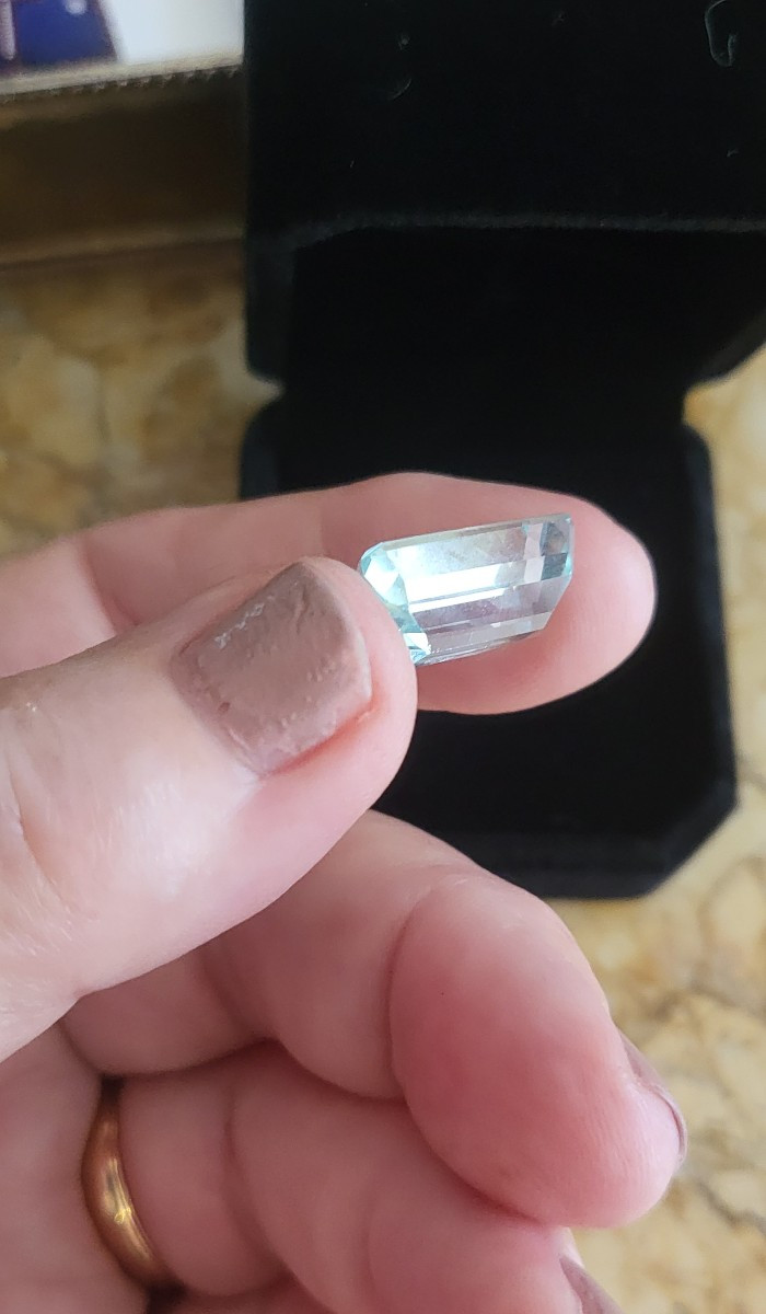 Pierre Aigue-Marine, Taille Émeraude,d'environ 6.5ct -photo-3