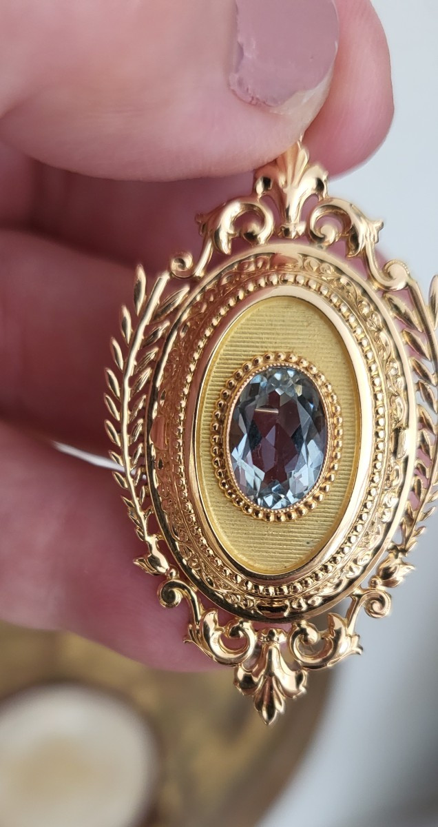 Aigue-marine Pendentif en Or 18ct Napoléon 111-photo-2