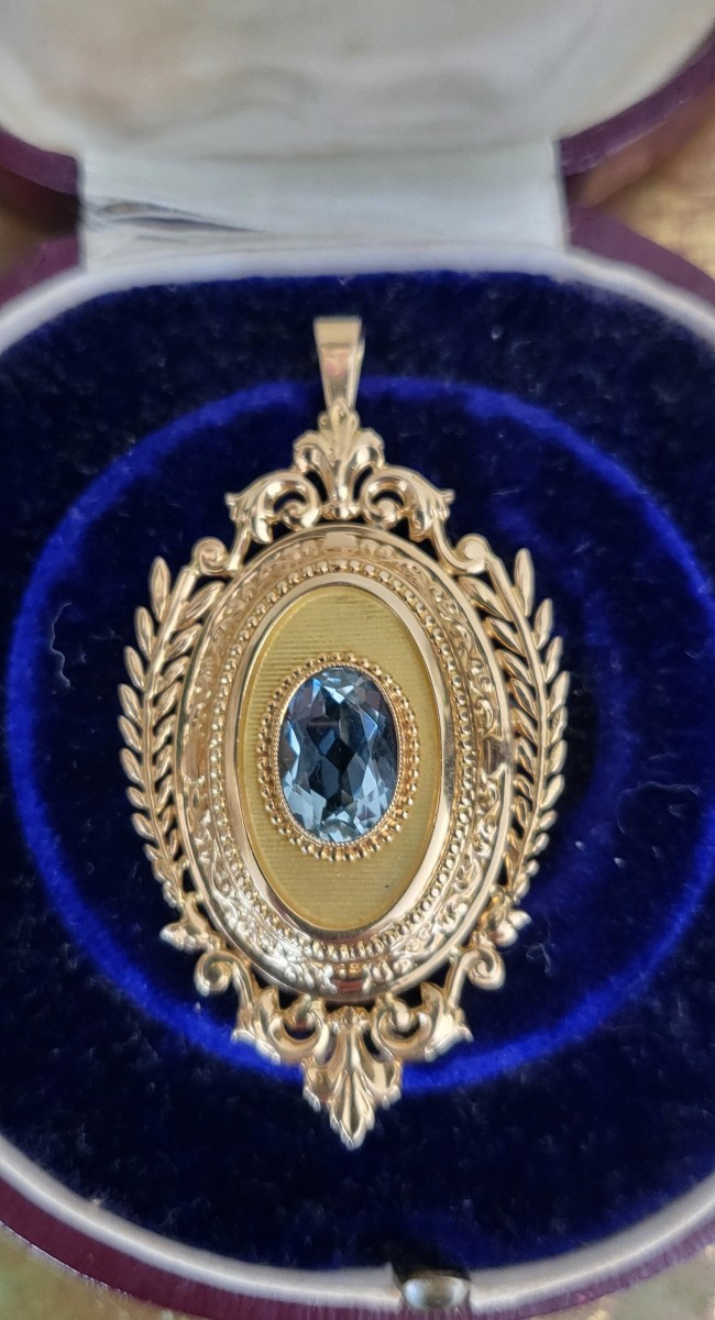 Aigue-marine Pendentif en Or 18ct Napoléon 111-photo-1