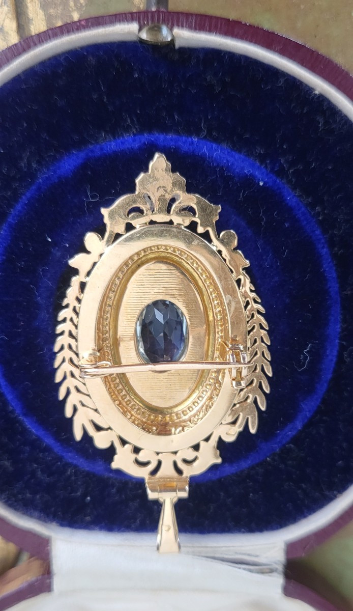 Aigue-marine Pendentif en Or 18ct Napoléon 111-photo-4