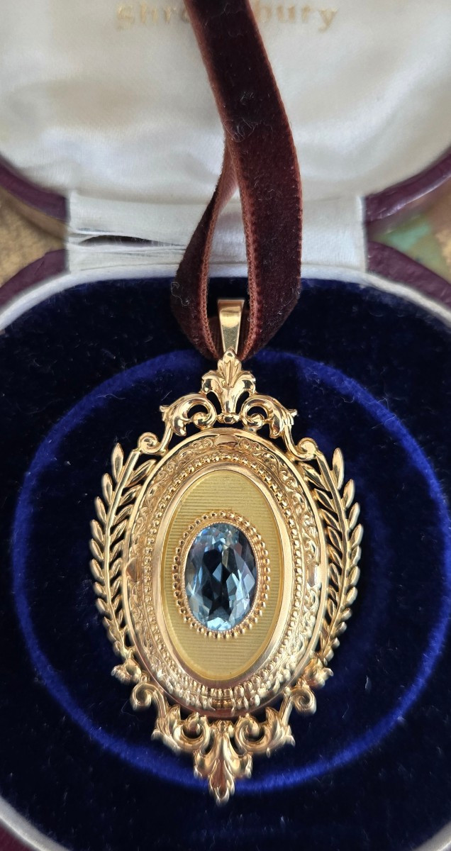Aquamarine Pendant In 18ct Gold Napoleon 111-photo-7