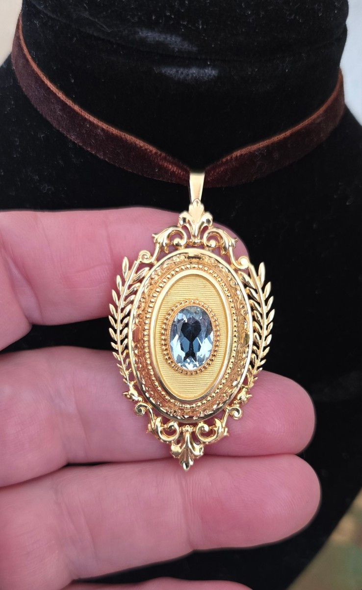 Aquamarine Pendant In 18ct Gold Napoleon 111-photo-1