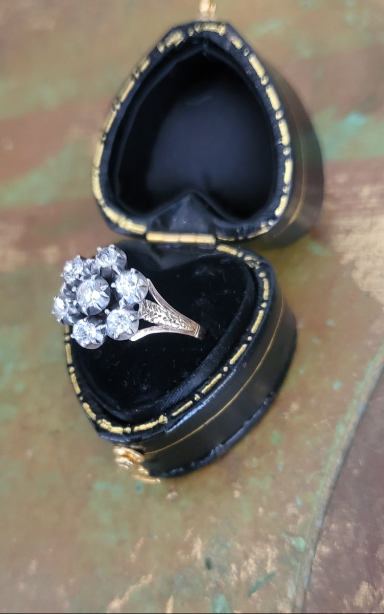18ct Gold Ring, In Paillon, Set With Rock Crystals, Louis-phillipe  -photo-2