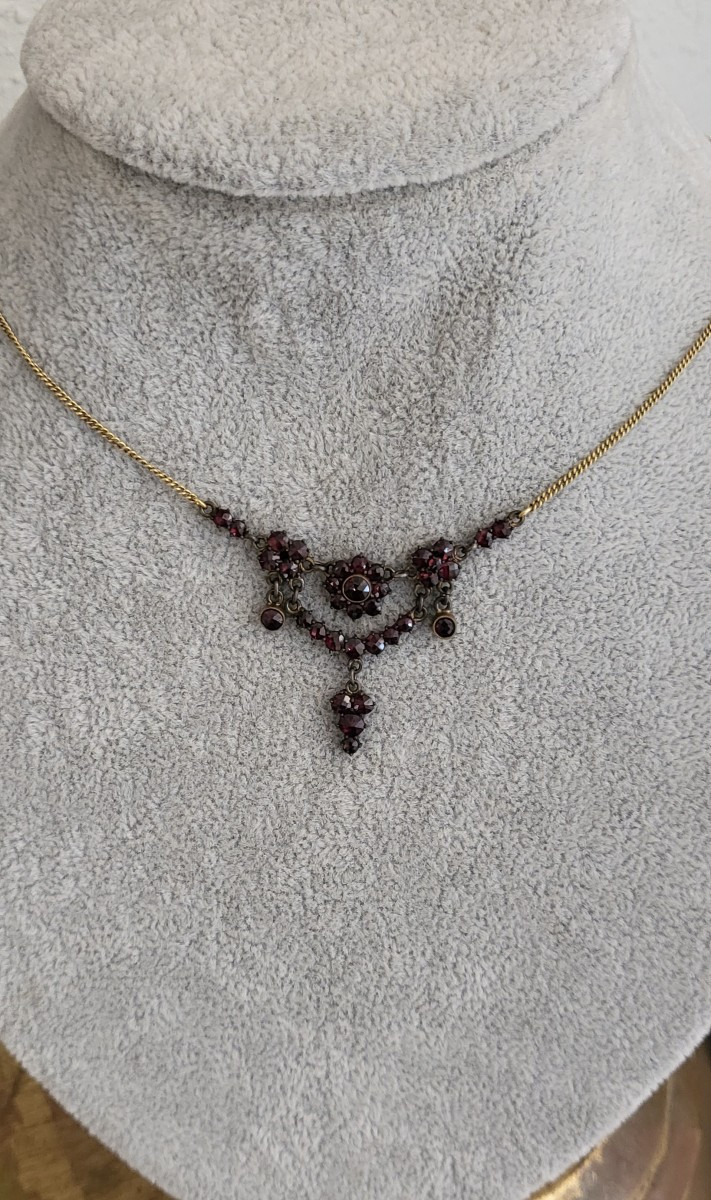 Collier Bohême Grenat, Vintage -photo-4