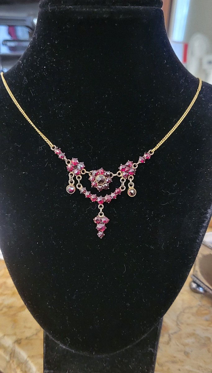 Collier Bohême Grenat, Vintage -photo-4