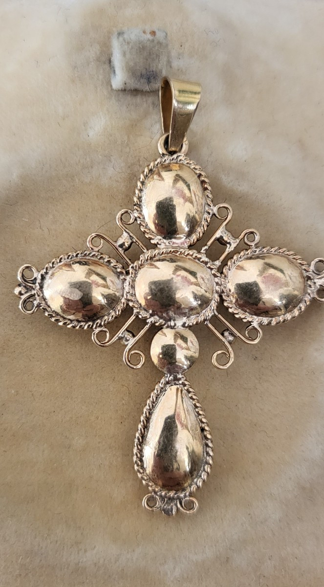 Perpignan Garnet Cross In 18ct Gold, In Paillon -photo-4