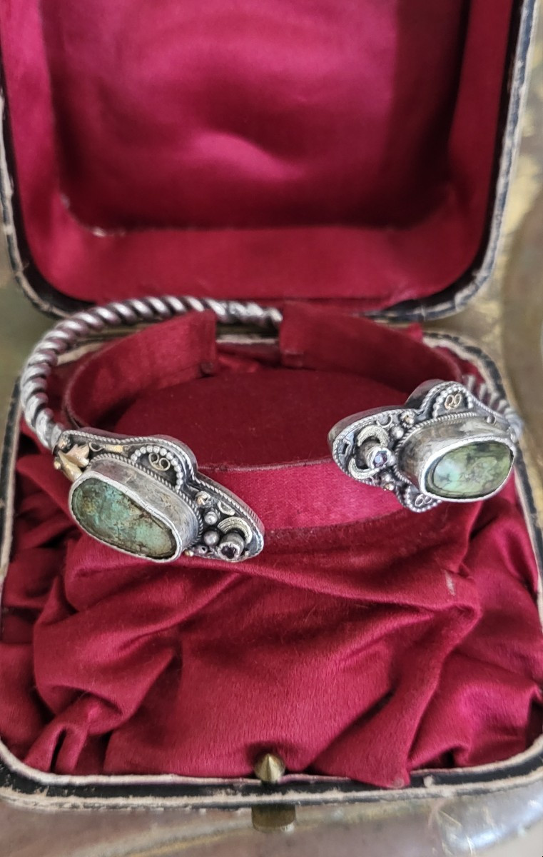 Un Bracelet Régional Provençal Français, en Argent et Turquoise -photo-4