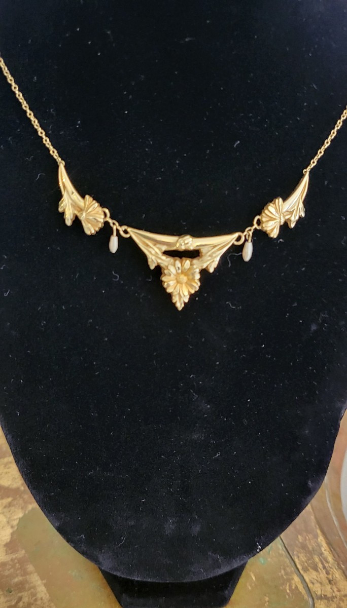 Art Nouveau 18ct Gold Necklace -photo-3