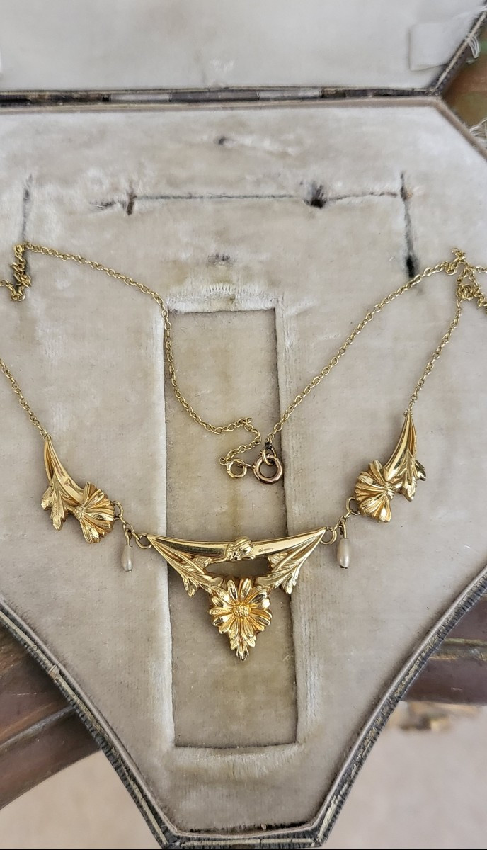 Art Nouveau 18ct Gold Necklace -photo-4