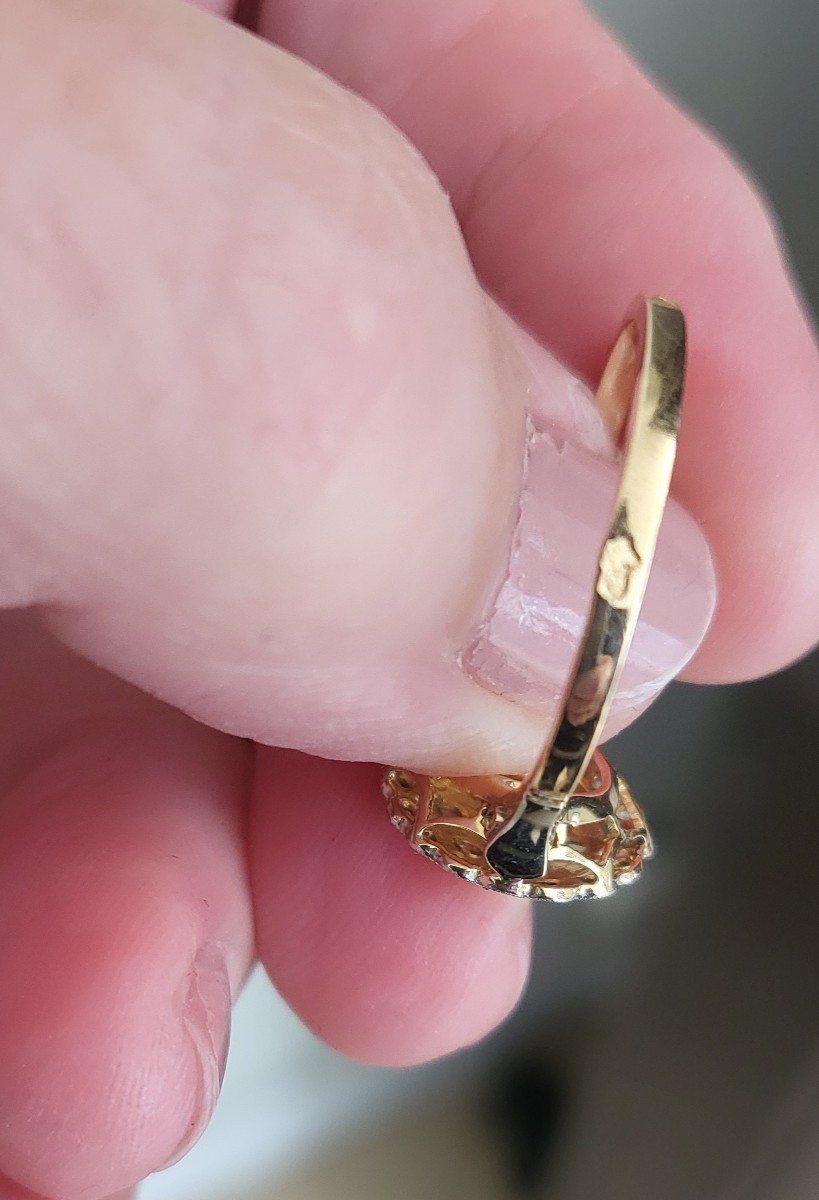 Art Deco 18ct Gold And Platinum Ring, Set With Rose Cut Diamonds  -photo-2
