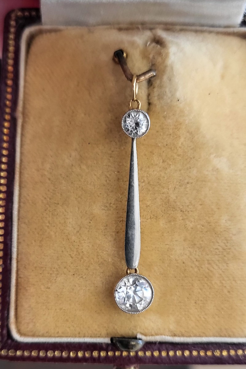 Art Déco Pendentif en Or jaune et blanc 18ct 