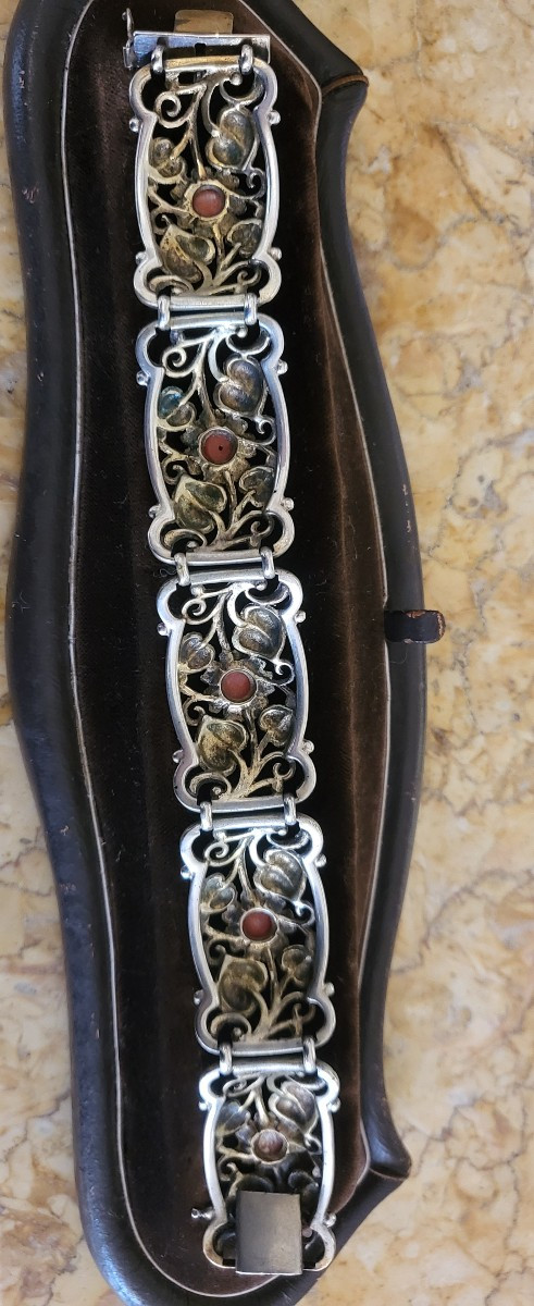 Art Nouveau Vermeil And Coral Bracelet -photo-3