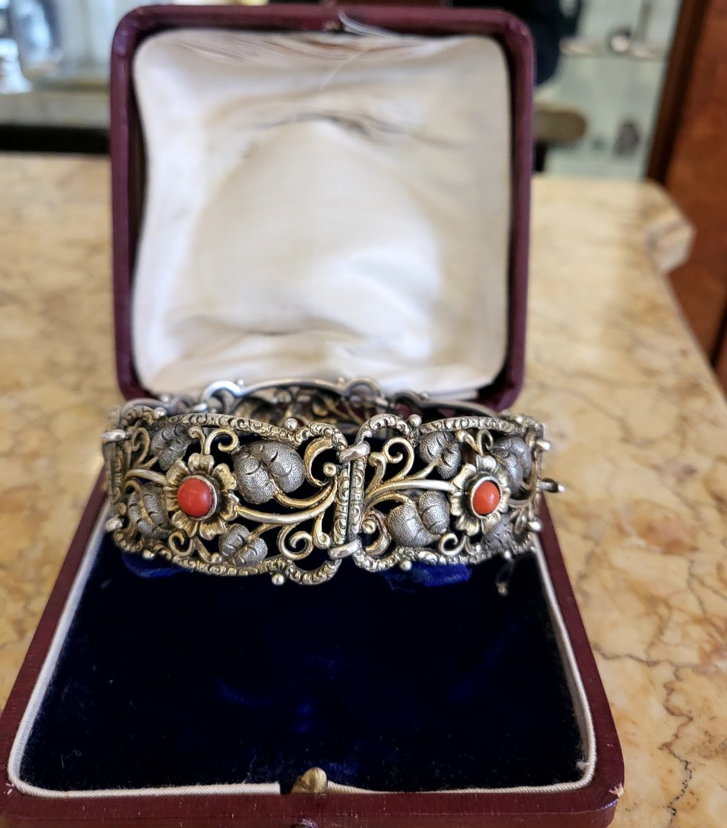 Art Nouveau Vermeil And Coral Bracelet -photo-5