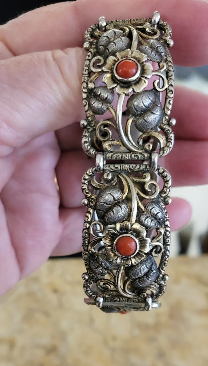 Art Nouveau Vermeil And Coral Bracelet -photo-6