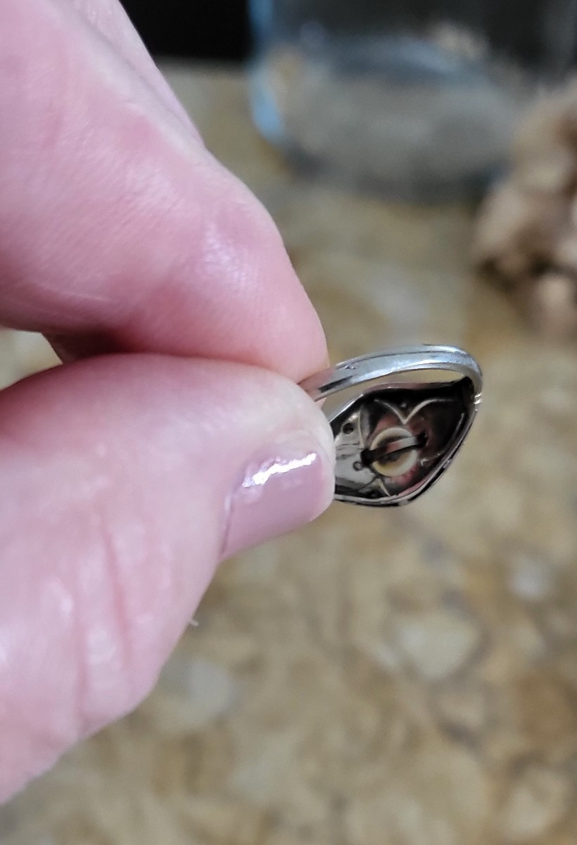 Bague Art Déco en Or 18 carats serti de Diamants et d'un Perle -photo-6