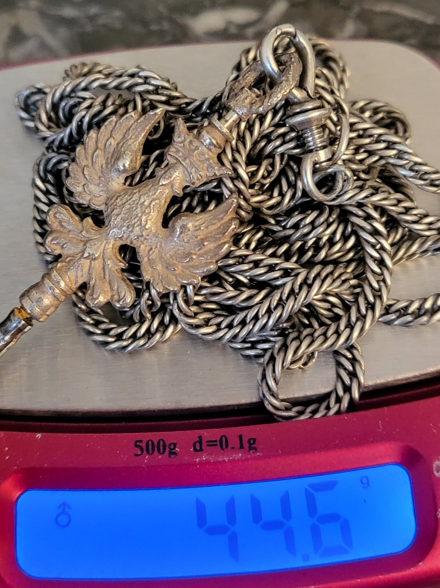 Napoleon 111 - Silver Watch Chain And Key -photo-4