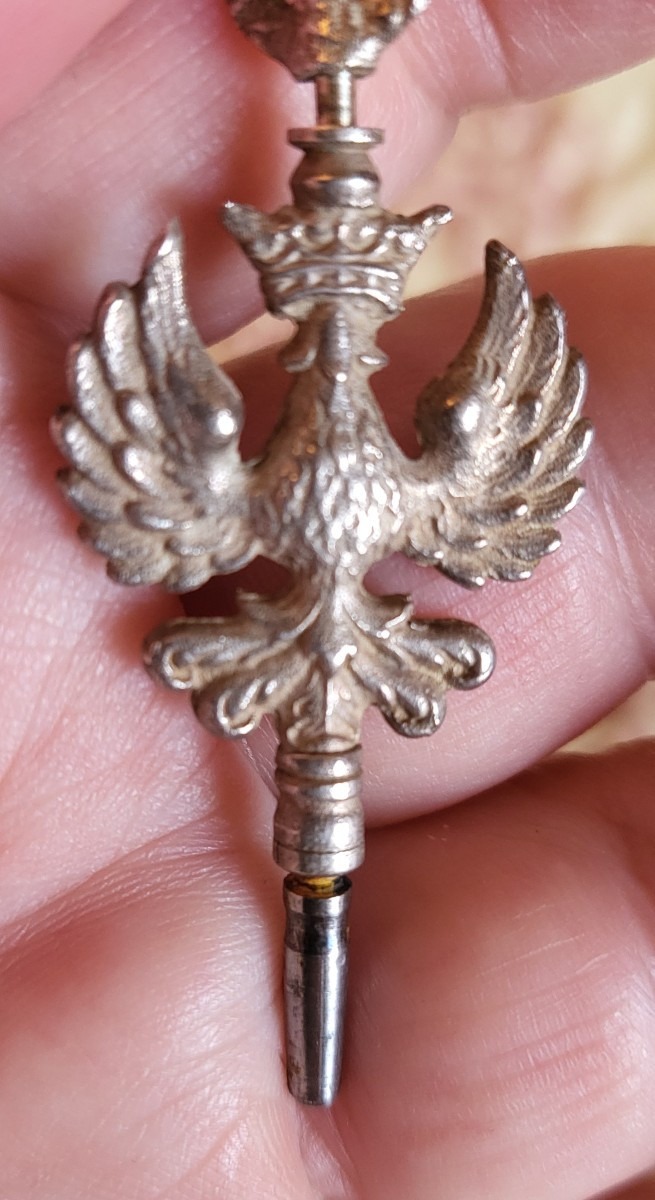 Napoleon 111 - Pendant Silver Watch Chain And Key -photo-3