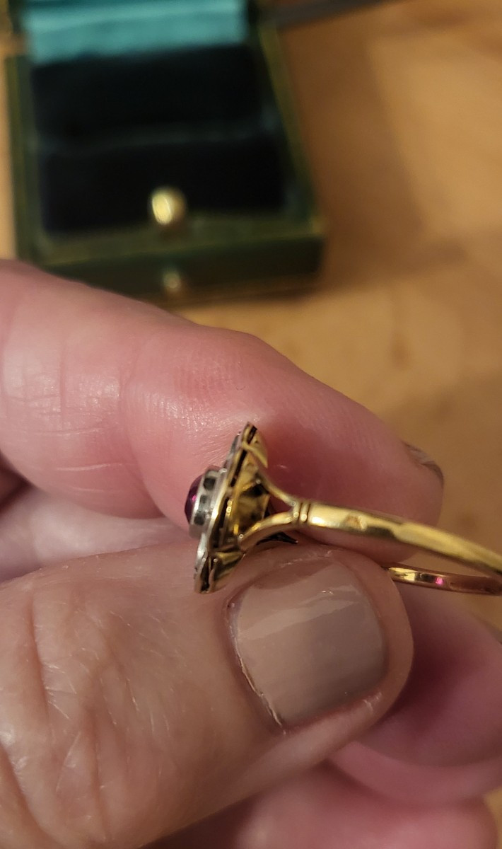 Bague Belle Époque en Or 18ct sertie d'un Rubis-photo-4