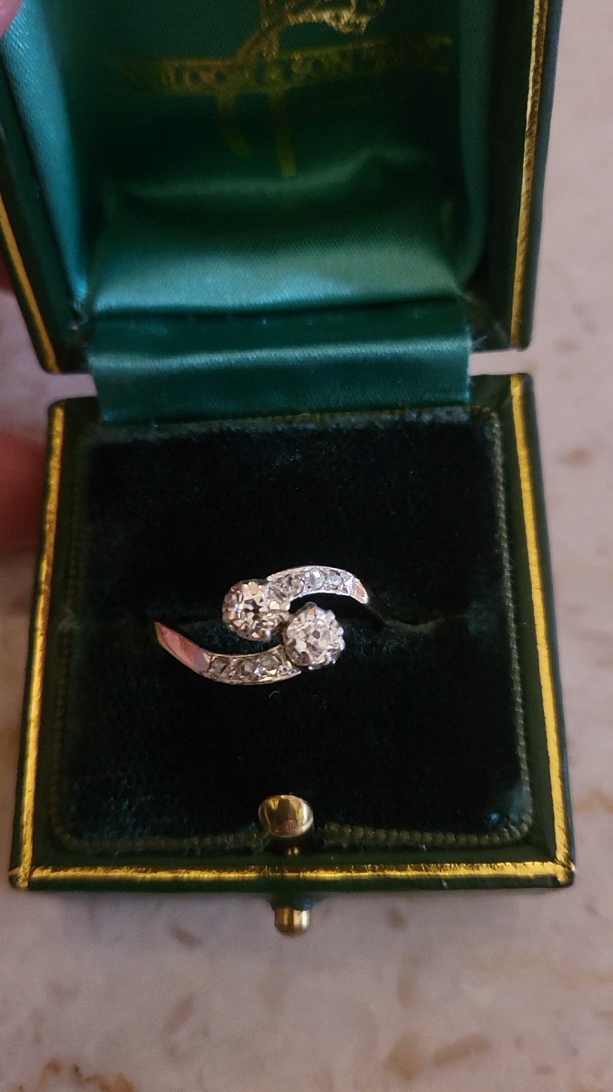 "you And Me" Ring In 18k Gold Set With Diamonds -photo-1