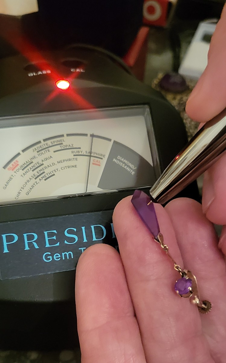 Art Deco Earrings In 14ct Gold Set With Violet Sapphires.-photo-4