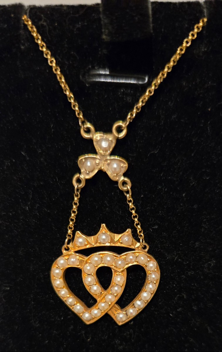 Antique Necklace With Two Hearts, In The Language Of Love-photo-2