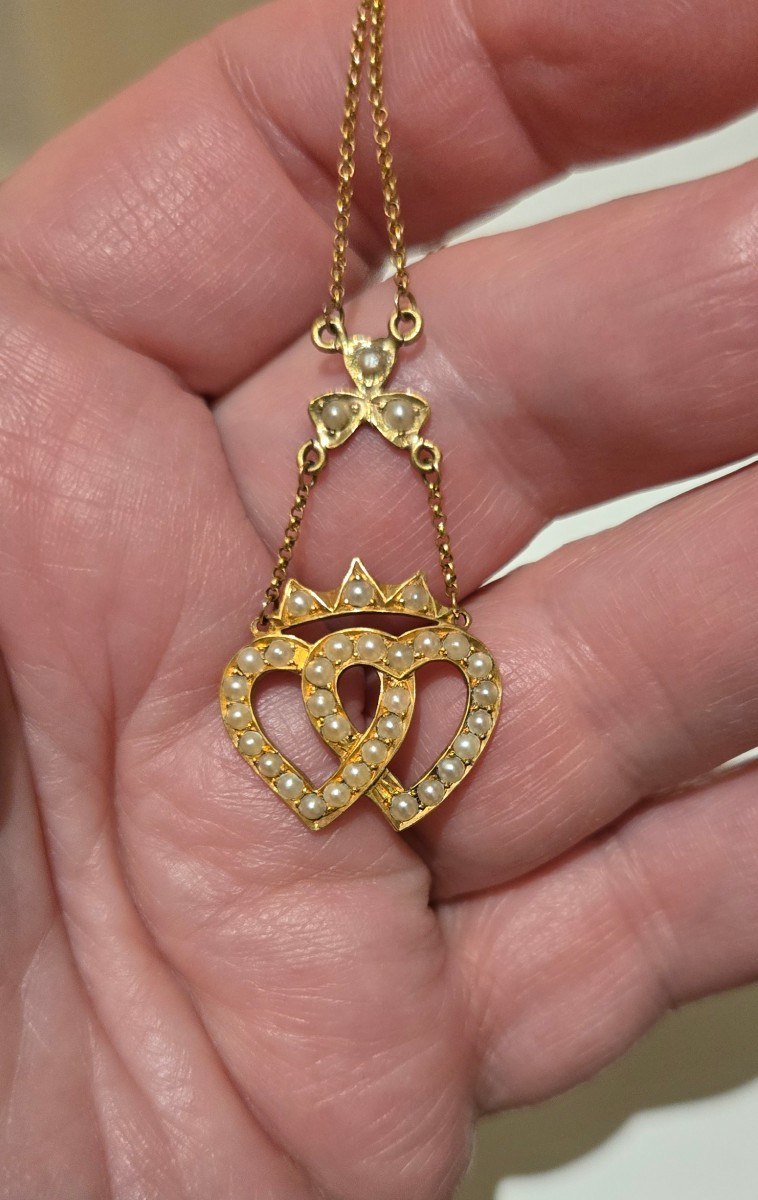 Antique Necklace With Two Hearts, In The Language Of Love-photo-3