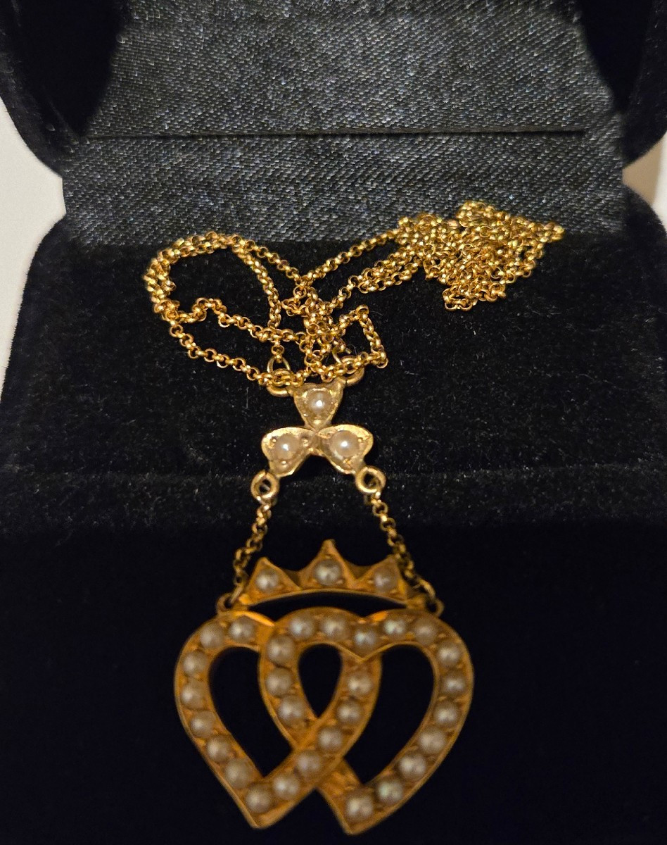 Antique Necklace With Two Hearts, In The Language Of Love