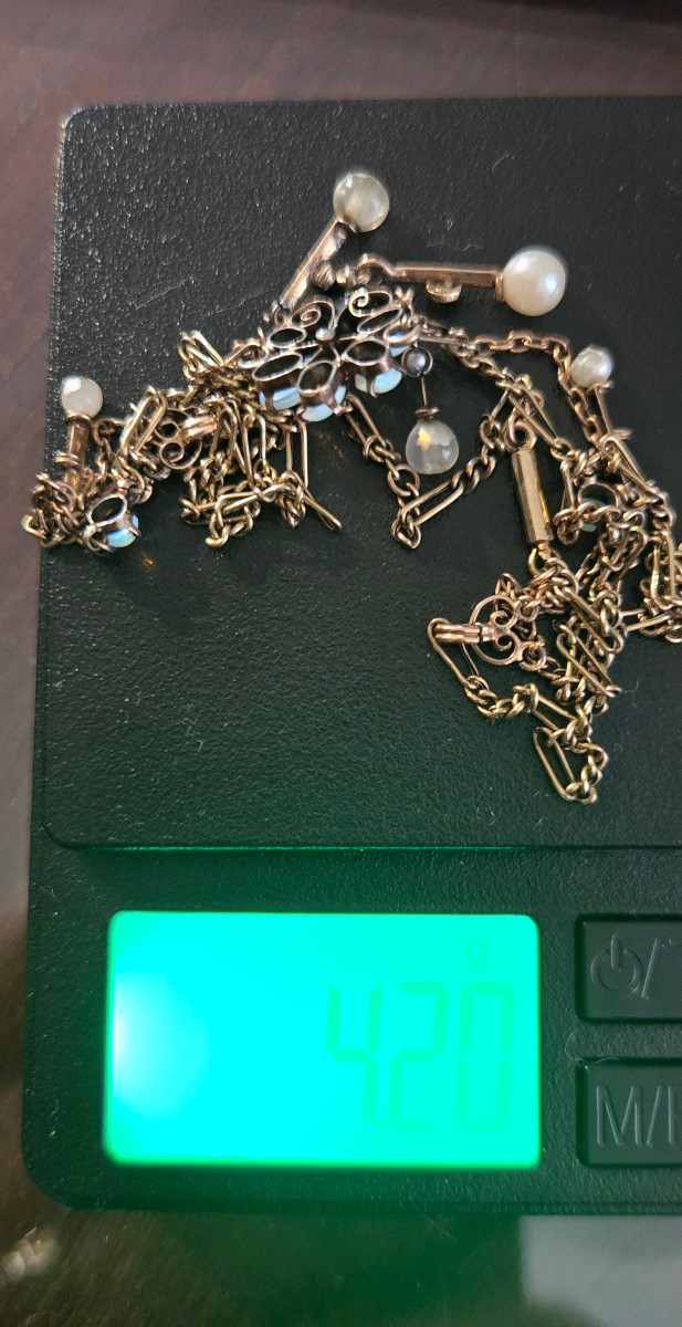 An Edwardian Festoon/swag Necklace In 9ct Gold With Opals-photo-2