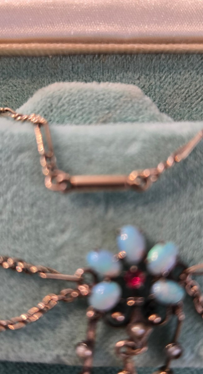 An Edwardian Festoon/swag Necklace In 9ct Gold With Opals-photo-4