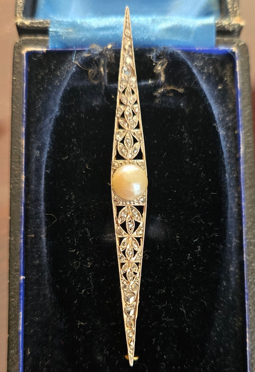  18ct Gold And Diamond Art Déco Barrette Brooch-photo-2