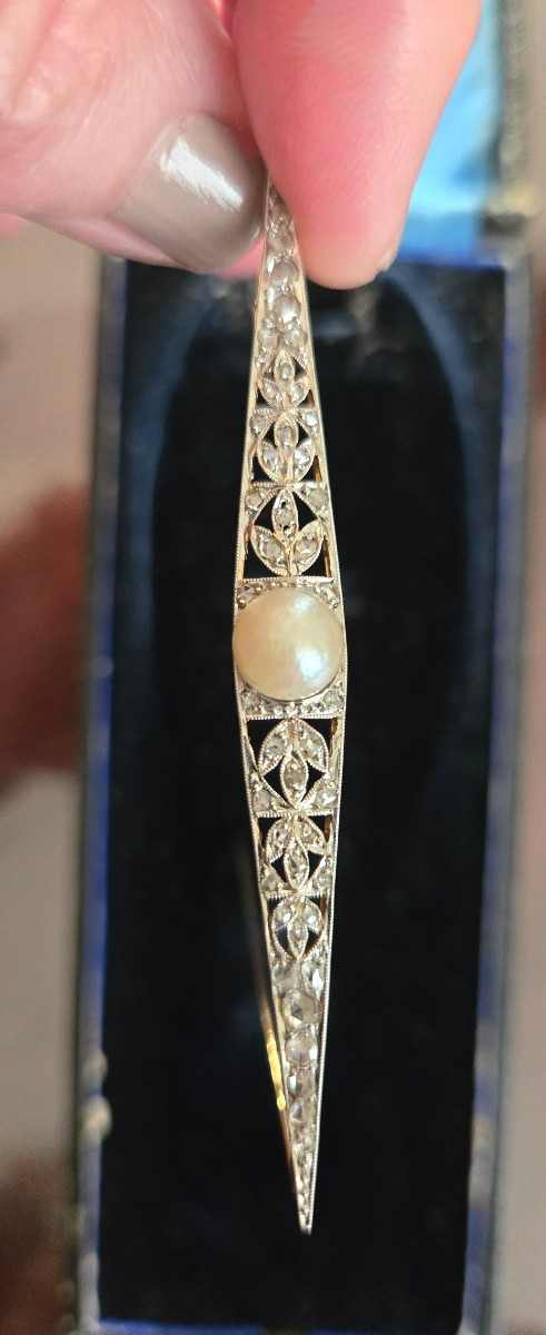  18ct Gold And Diamond Art Déco Barrette Brooch-photo-3